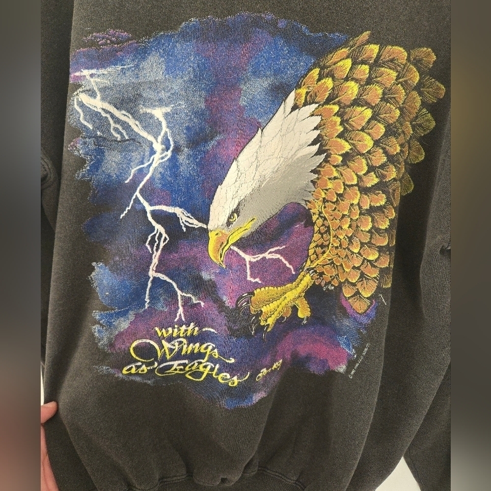 Vintage HL Miller Gold Eagle Pattern Animal Sweatshirt Mens Size Large Wings 90s - Picture 3 of 9